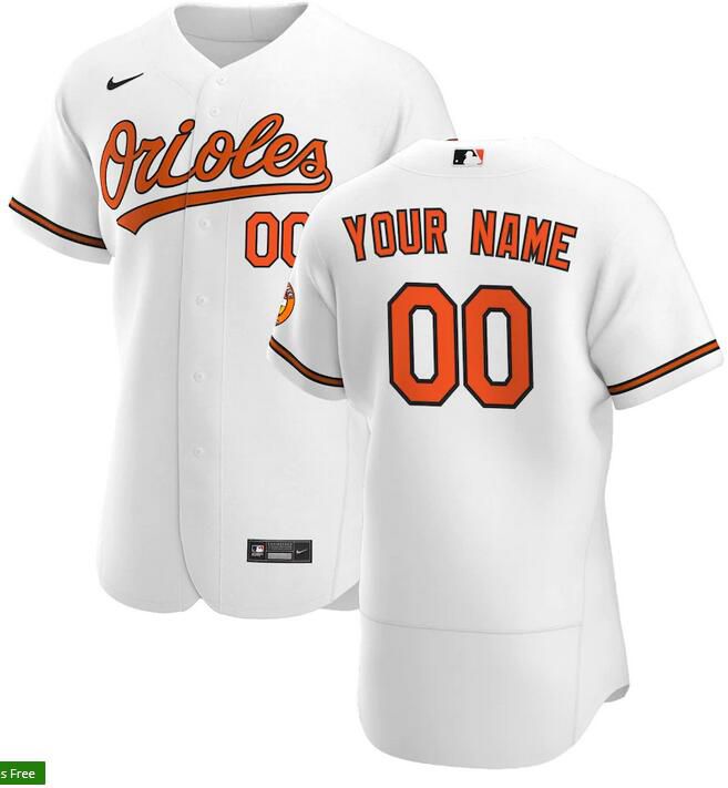 Mens Baltimore Orioles Nike White Home Authentic Custom MLB Jerseys->customized mlb jersey->Custom Jersey